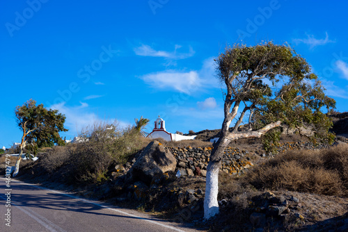 Road to Oia Town at Santorini Island Greece