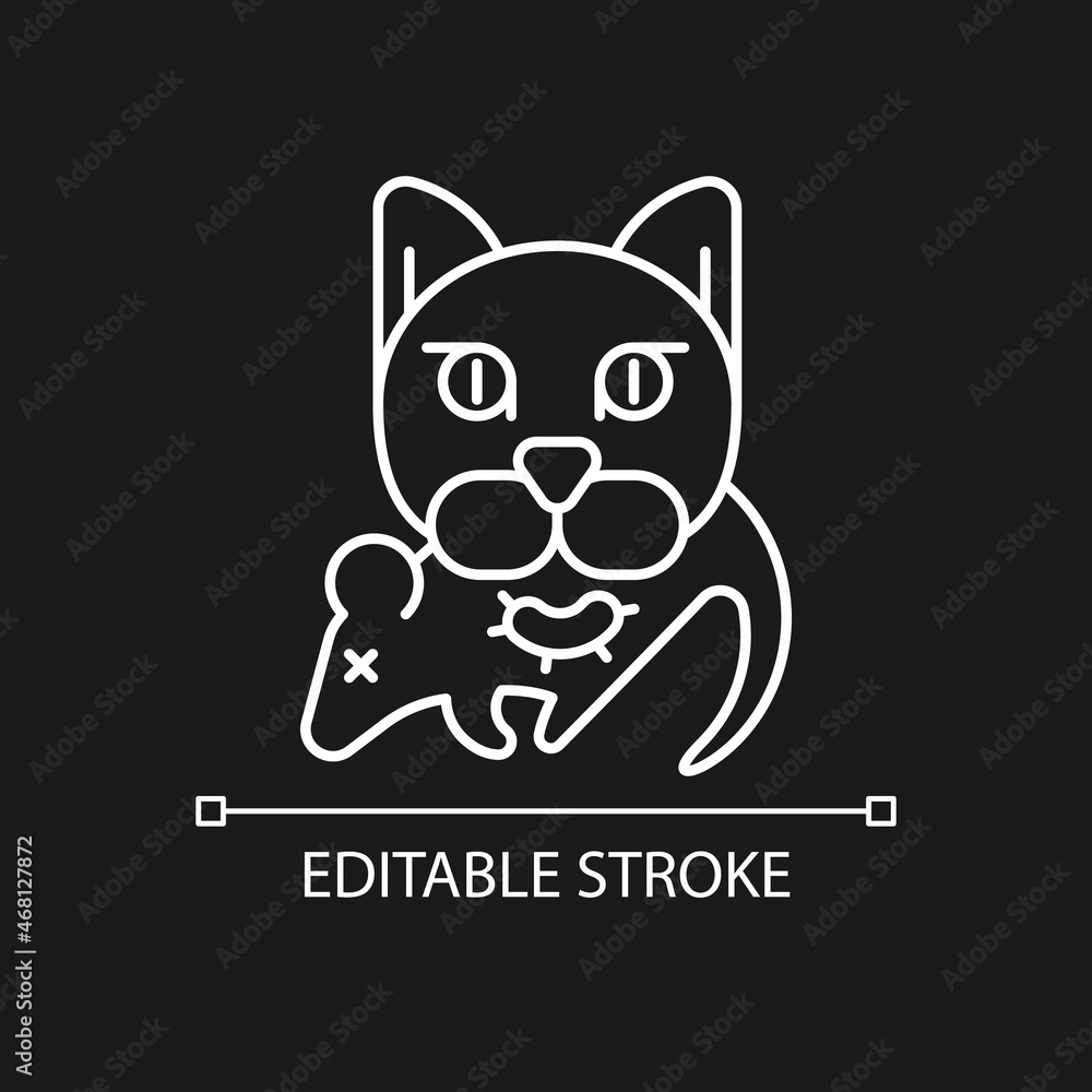 Toxoplasmosis white linear icon for dark theme. Toxoplasma gondii parasite caused disease. Thin line customizable illustration. Isolated vector contour symbol for night mode. Editable stroke