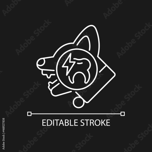Periodontal disease white linear icon for dark theme. Gum periodontitis. Mouth tissues infection. Thin line customizable illustration. Isolated vector contour symbol for night mode. Editable stroke