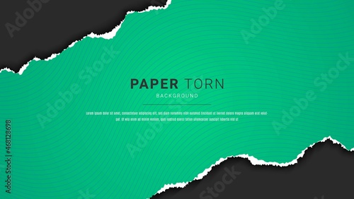 Modern Abstract Green Paper Ripped Design In Black Background Template