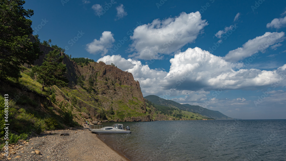 Catamaran on the shore of Lake Baikal