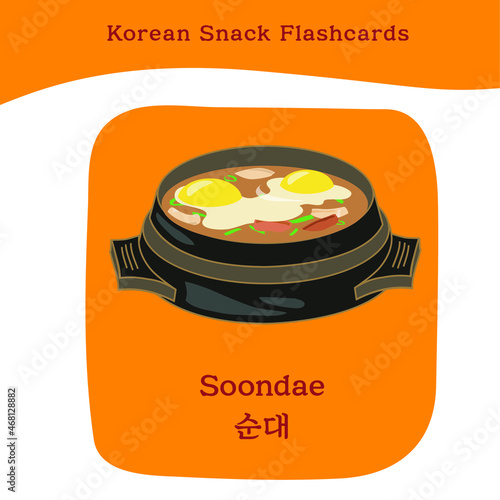 South Korean street food flashcard. Isolated south Korean Snack. Asian snack drawing. Vector illustration in cartoon style. photo