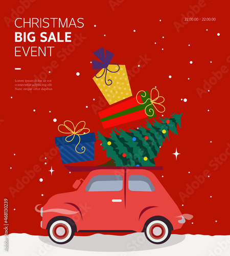 Merry Christmas sale shopping template. 
