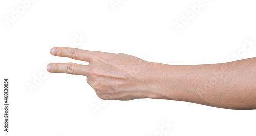 Man hand isolated on white background with clipping path.