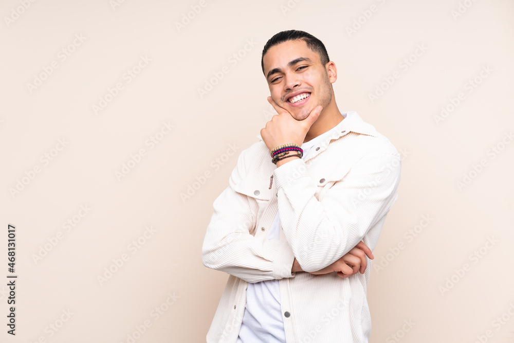 Asian handsome man over isolated background happy and smiling Asian handsome man over isolated background happy and smiling