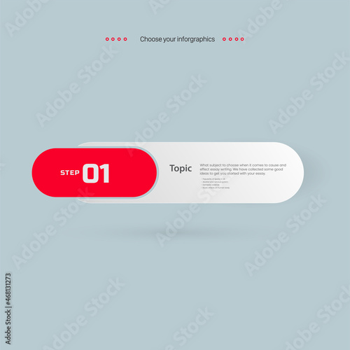 ONE Option CHART with RED and WHITE color for Business Infographic template. Vector design with icons and FOUR options or steps template.eps
