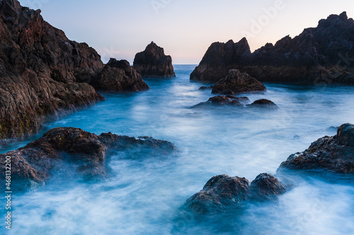 Waves at rocky coast of Madeira