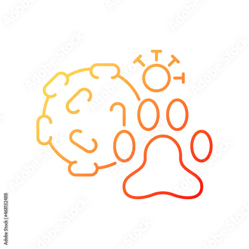 Animal virus gradient linear vector icon. Small infectious agent. Pet disease. Viral animal infection. Zoonotic disease. Thin line color symbol. Modern style pictogram. Vector isolated outline drawing