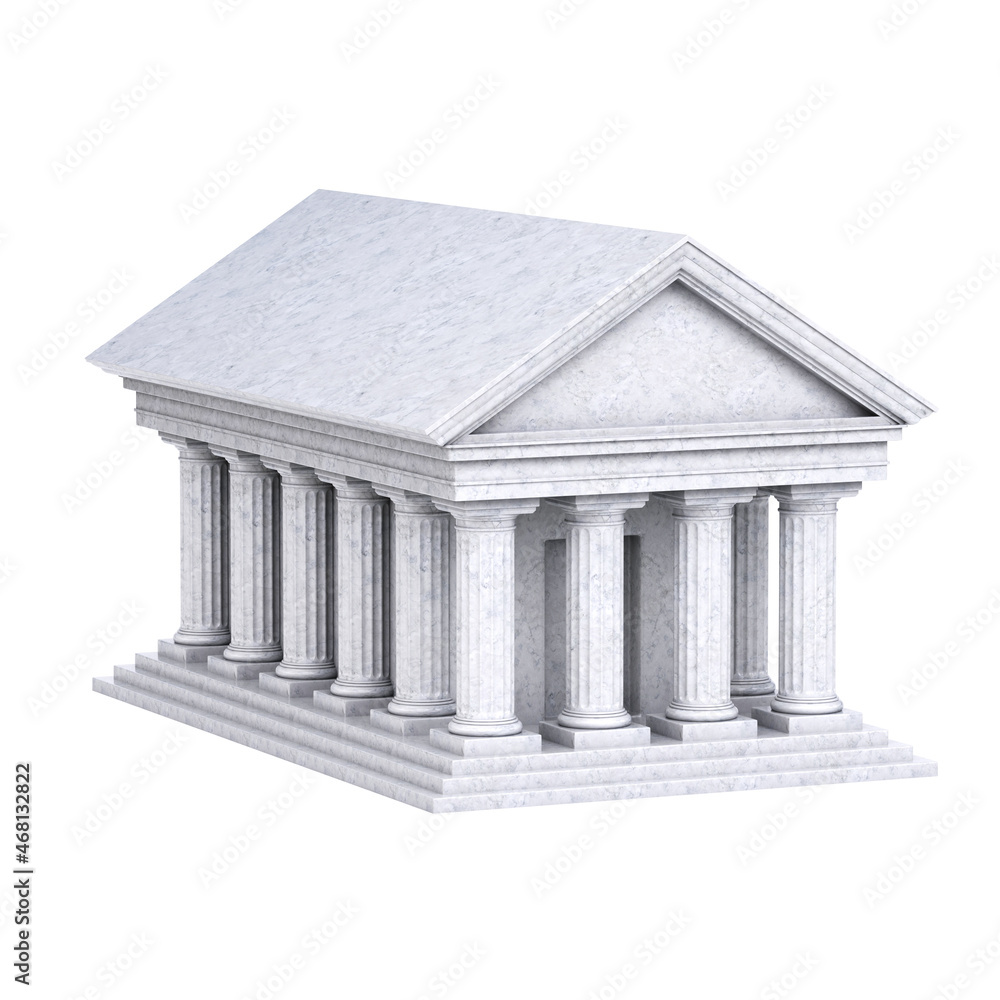 Fototapeta premium Museum or temple 3d icon on white background 3d rendering