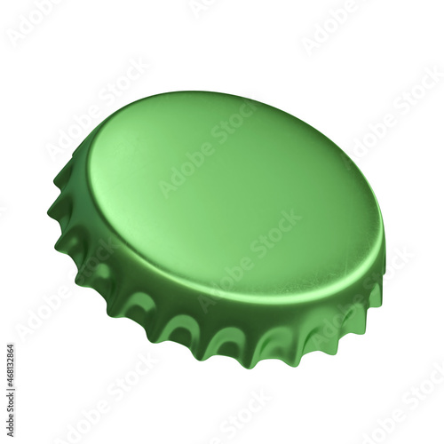 Green bottle cap isolated on white background 3d rendering