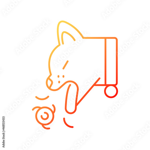 Hairballs gradient linear vector icon. Hair licking leftover. Cats grooming habits result. Stomach content vomiting. Thin line color symbol. Modern style pictogram. Vector isolated outline drawing