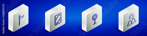Set Isometric line Location marker, Gps device with map, Stop sign and icon. Vector
