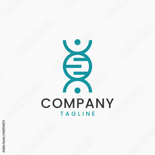 Simple dna or genetic logo design. Gene icon vector logo design. combination logo of cell with human symbol