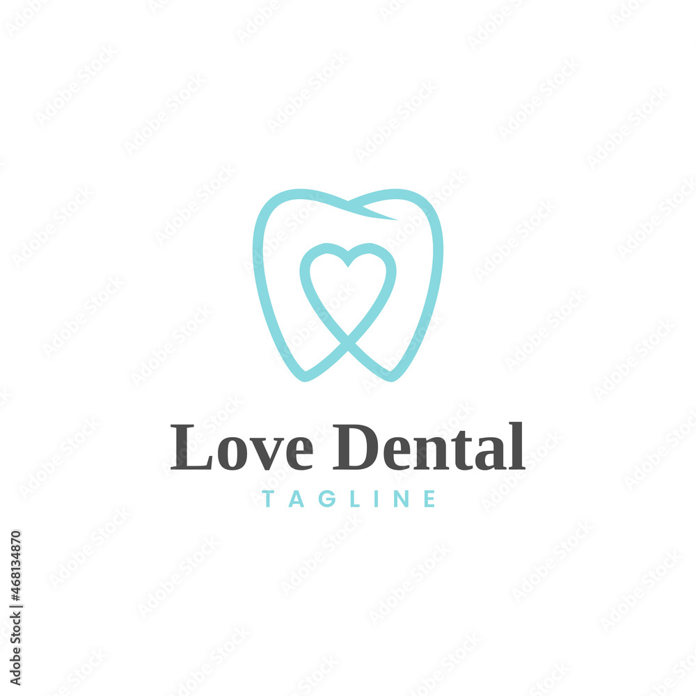 Dental health care logo design. Modern logo with a combination of love and teeth icons, perfect for dental clinic logo designs and dentist specialists