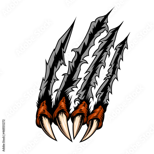 Monster claws scratching background. For poster, t shirt, decoration. Vector illustration