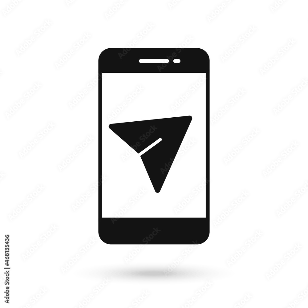 Mobile phone flat design with send message sign. Mobile phone flat design with send message sign.