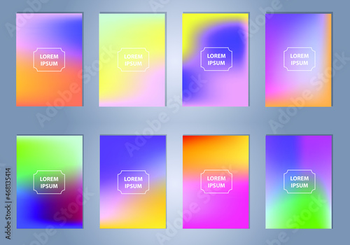 Modern cover template design. Set of trendy colorful gradient vector illustrations. Background for flyer, social media post, screen, mobile app, wallpaper
