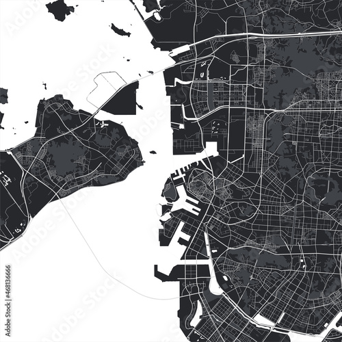 Incheon vector map. Detailed black map of Incheon city poster with streets. Cityscape urban vector. photo