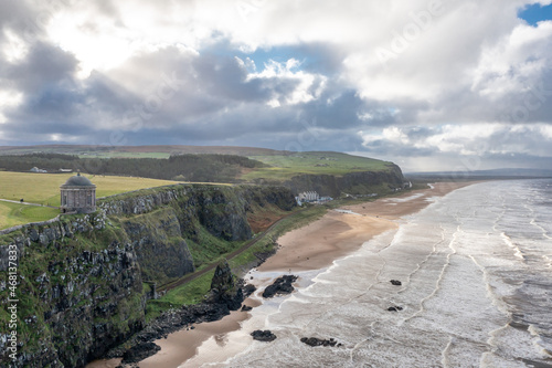 Aerial view of Downhill at the Mussenden Temple in County Londonderry in Northern Ireland photo