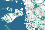 Incheon vector map. Detailed map of Incheon city administrative area. Cityscape urban panorama.