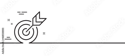 Target line icon. Marketing targeting strategy symbol. Aim with arrows sign. Minimal line illustration background. Target line icon pattern banner. White web template concept. Vector