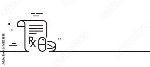Medical prescription line icon. Medicine pills sign. Pharmacy medication symbol. Minimal line illustration background. Medical prescription line icon pattern banner. White web template concept. Vector