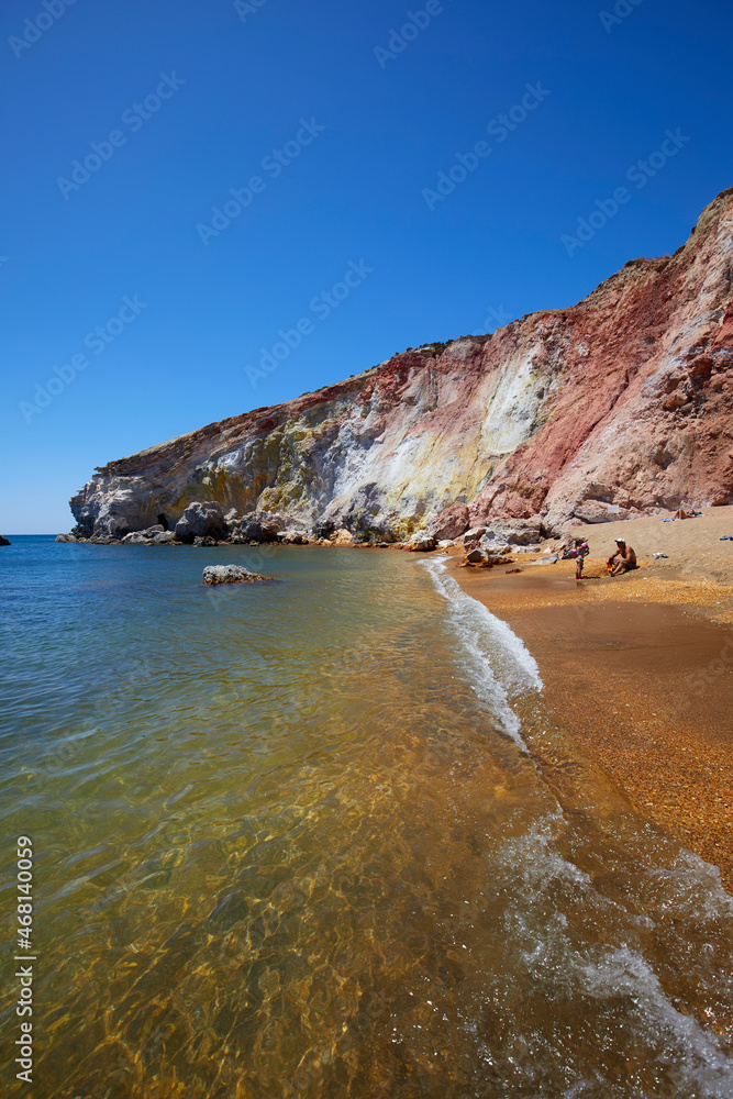 View of the golden Paliochori beach, Milos, Greece View of the golden Paliochori beach, Milos, Greece