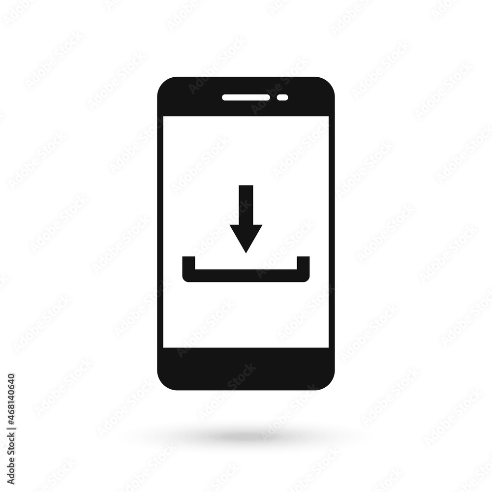 Mobile phone flat design with download icon sign. Mobile phone flat design with download icon sign.