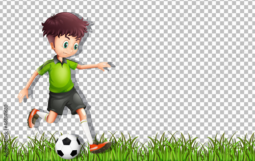Football player cartoon character on transparent background