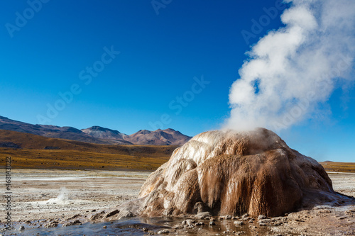 Landscape of El Tatio geothermal field with geyers in the Andes mountains, Atacama, Chile photo