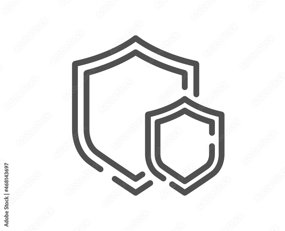 Shields line icon. Privacy secure sign. Safe defense symbol. Quality design element. Linear style shields icon. Editable stroke. Vector Shields line icon. Privacy secure sign. Safe defense symbol. Quality design element. Linear style shields icon. Editable stroke. Vector