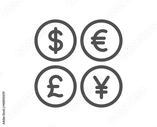 Money currency line icon. Cash exchange sign. Stock trade symbol. Quality design element. Linear style money currency icon. Editable stroke. Vector