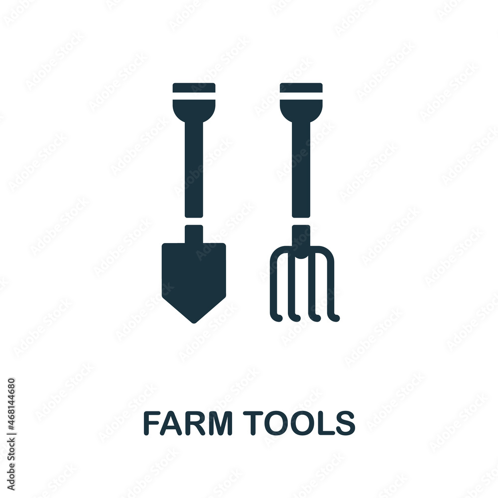 Farm Tools icon. Monochrome sign from farming collection. Creative Farm Tools icon illustration for web design, infographics and more Farm Tools icon. Monochrome sign from farming collection. Creative Farm Tools icon illustration for web design, infographics and more