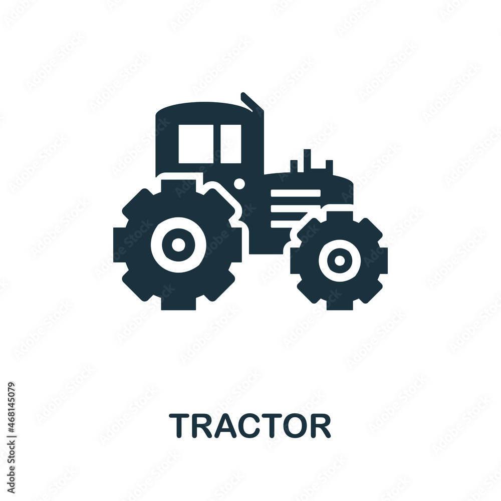 Tractor icon. Monochrome sign from farming collection. Creative Tractor icon illustration for web design, infographics and more Tractor icon. Monochrome sign from farming collection. Creative Tractor icon illustration for web design, infographics and more