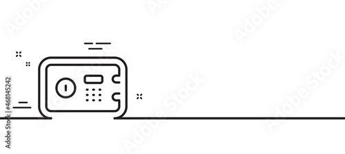 Safe box line icon. Secure deposit sign. Hotel service symbol. Minimal line illustration background. Safe box line icon pattern banner. White web template concept. Vector