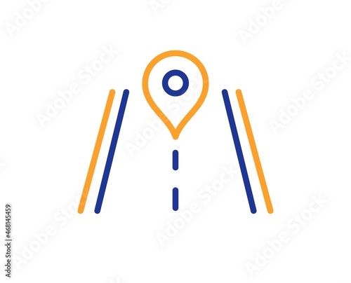 Road line icon. Journey path sign. Highway route gps symbol. Colorful thin line outline concept. Linear style road icon. Editable stroke. Vector