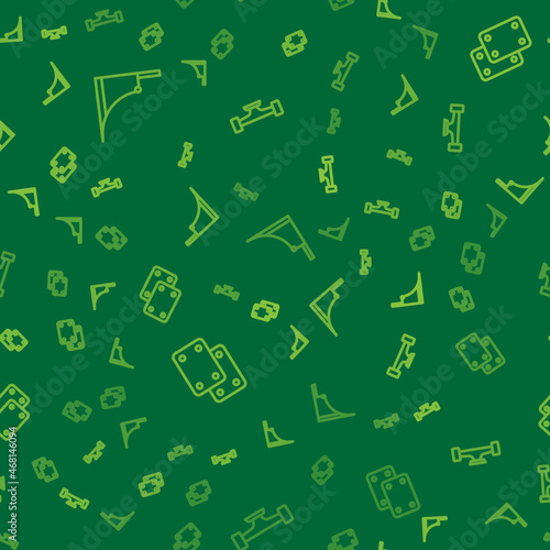 Set line Skate park, Knee pads and Skateboard wheel on seamless pattern. Vector
