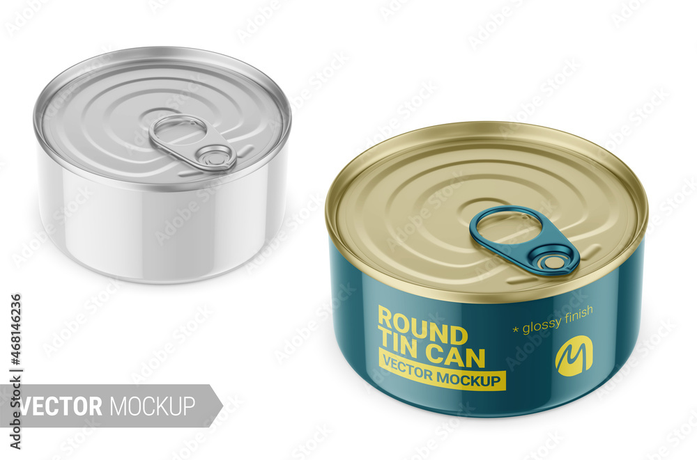White matte tin can mockup. Vector illustration.