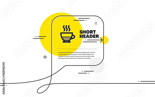 Doppio coffee icon. Continuous line chat bubble banner. Hot drink sign. Beverage symbol. Doppio icon in chat message. Talk comment and speak background. Vector