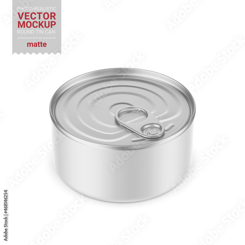 White matte tin can mockup. Vector illustration.