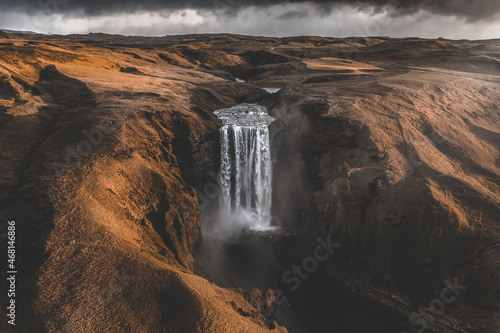 Aerial view of Skogafoss
