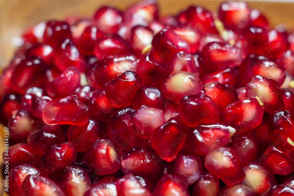 Macro photography of fresh Pomegranate(Punica granatum) seeds from Organic garden,House plant.Food and vegetable.Healthy,Vegan Macro photography of fresh Pomegranate(Punica granatum) seeds from Organic garden,House plant.Food and vegetable.Healthy,Vegan