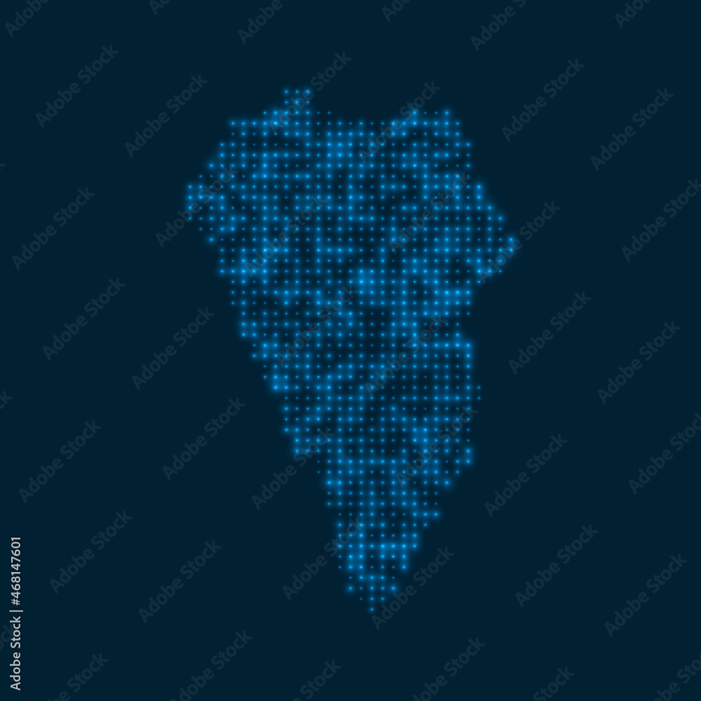 La Palma dotted glowing map. Shape of the island with blue bright bulbs. Vector illustration.