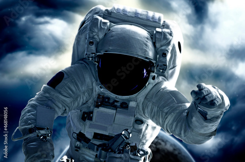 Fototapeta Naklejka Na Ścianę i Meble -  Astronaut in space. Digital illustration with oil paint effect. Elements of this image furnished by NASA