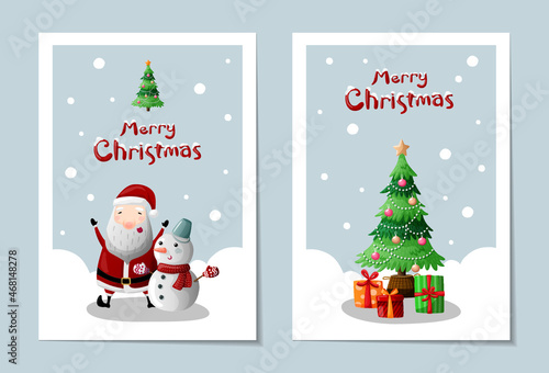 Set of cute Christmas greeting card or poster. © Una