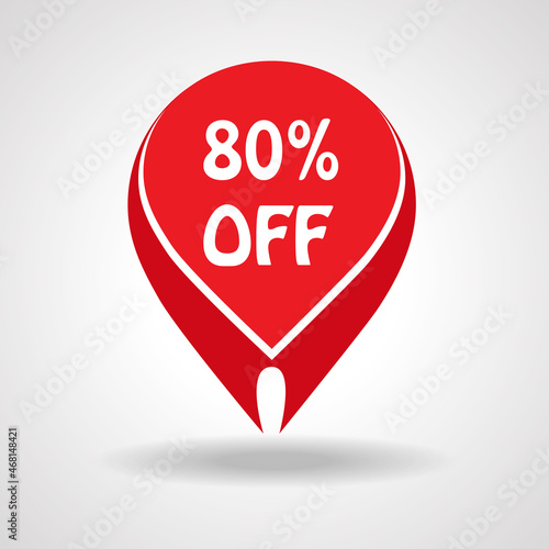 Discount sticker isolated on gray background. Promo sale tag, vector illustration. Modern design concept for marketing, ads, social network advert and websites