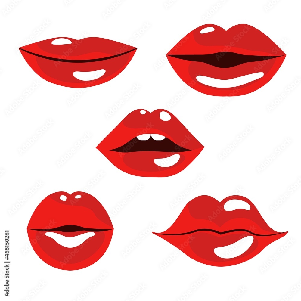 Vector red sexy women lips collection