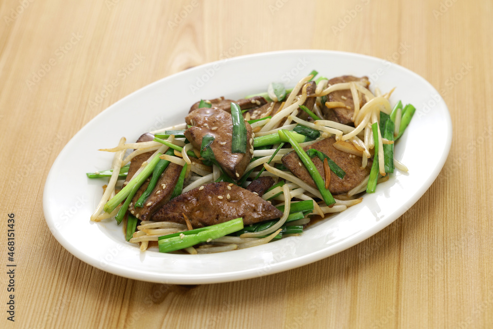 pork liver, chinese chive and bean sprouts stir fry pork liver, chinese chive and bean sprouts stir fry