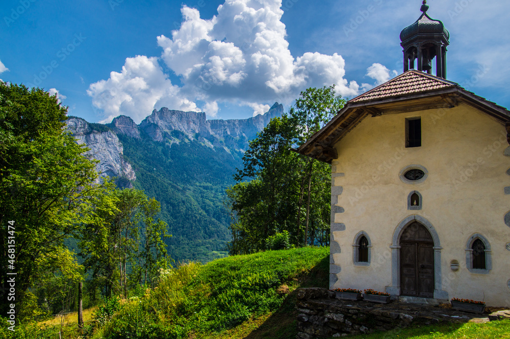 Chapel on the mountains in Haute Savoie, France