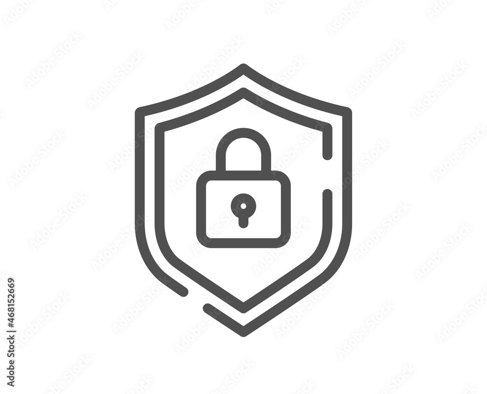 Shield line icon. Privacy secure sign. Safe defense symbol. Quality design element. Linear style shield icon. Editable stroke. Vector Shield line icon. Privacy secure sign. Safe defense symbol. Quality design element. Linear style shield icon. Editable stroke. Vector